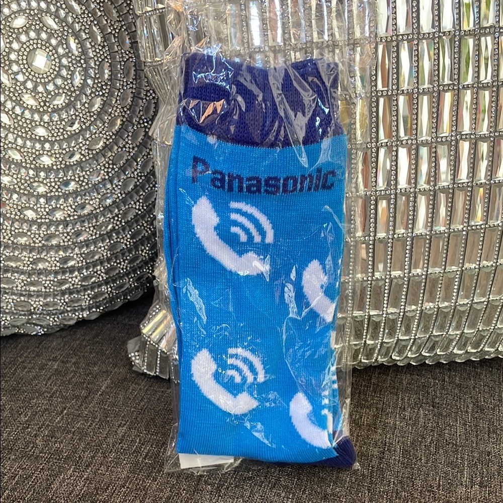 Panasonic Blue Cell Phone Socks